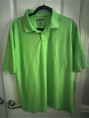 Pebble Beach Men's Lime Green Short Sleeve Polo w/embroidered Pebble Beach logo
